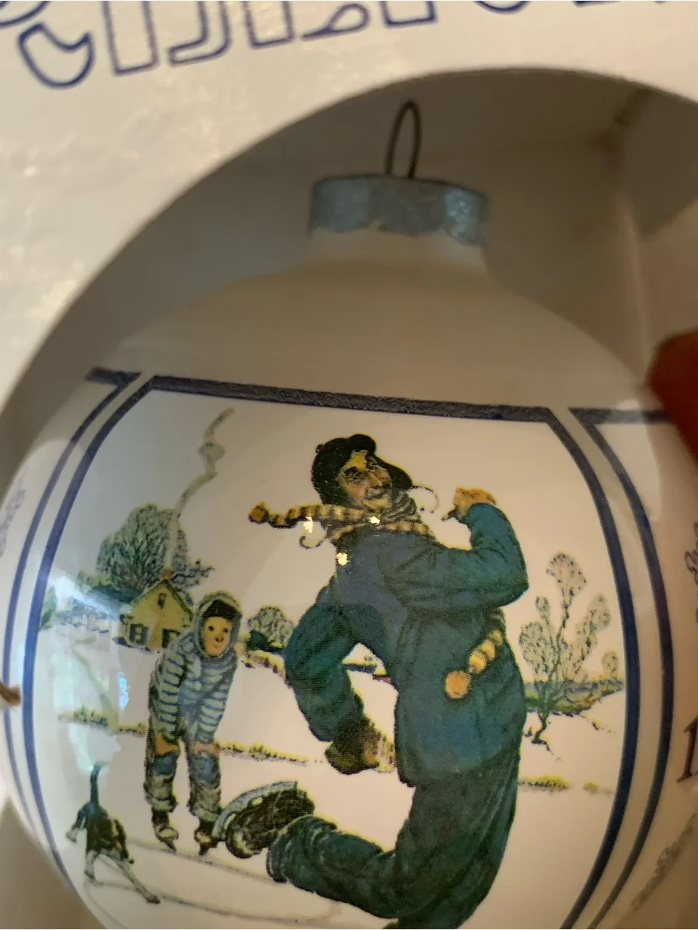 Norman Rockwell Christmas Ornament GAY BLADES Ice Skaters Vintage 1981 USA